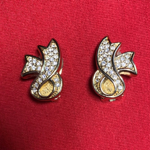 Vintage Dior Gold and Pave’ Crystal Earrings Made in Germany - Picture 6 of 9